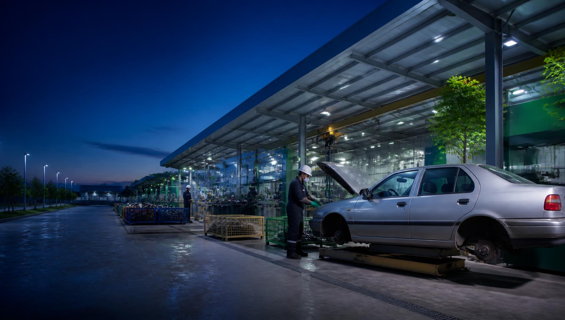 Modern vehicle recycling facility